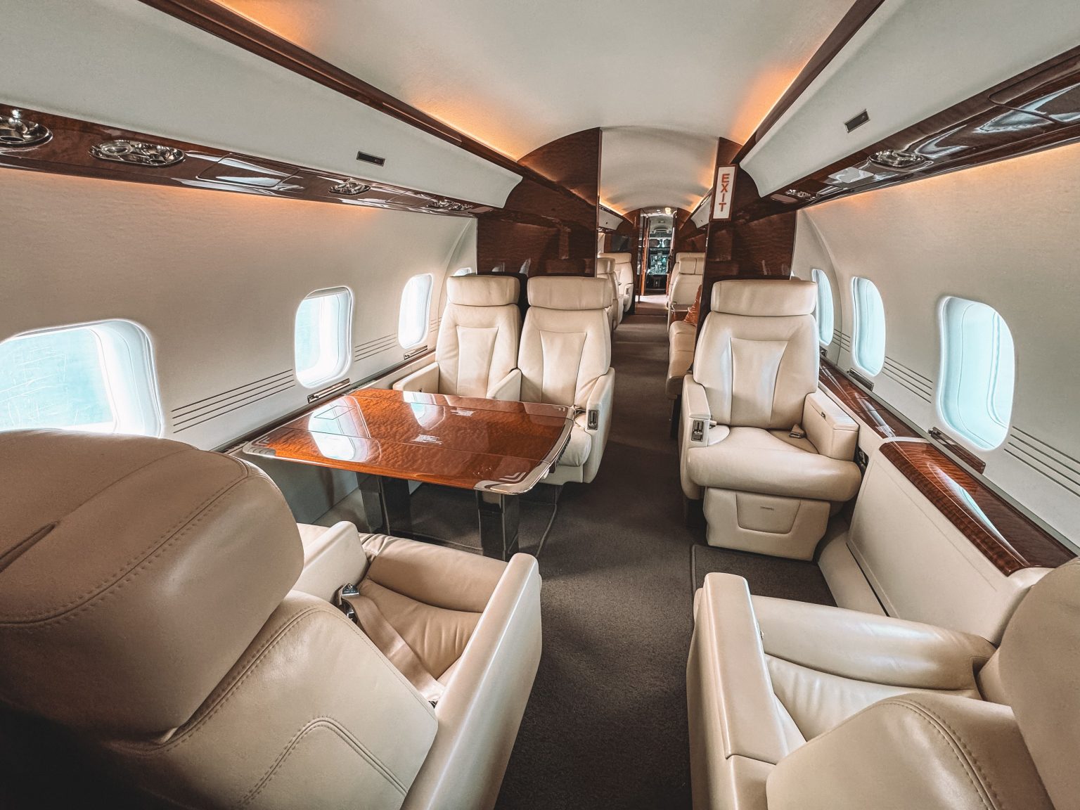 Interior of a large-cabin business jet